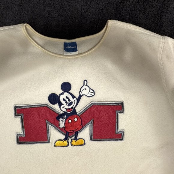 Vintage Disney’s Mickey Mouse Sweatshirt Crewneck Size M Off-White Embroidered - Picture 3 of 9